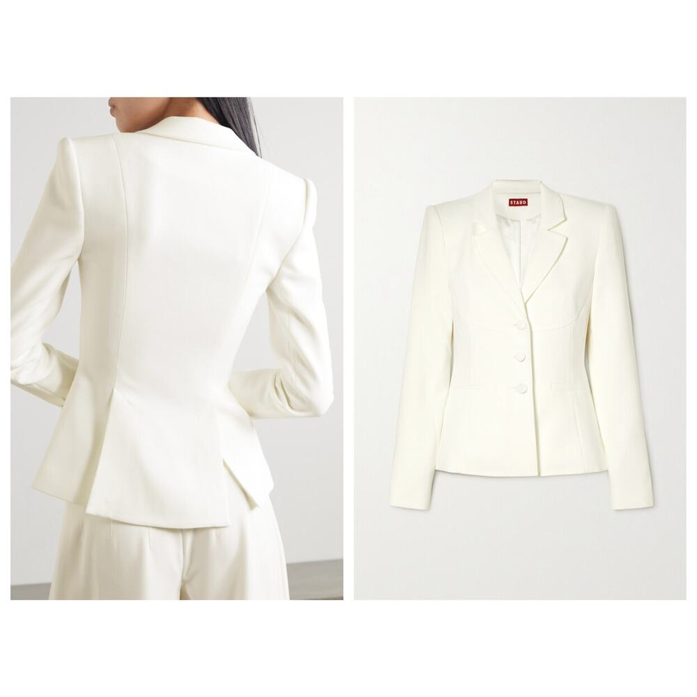 NEW STAUD Carson Paneled Stretch-Crepe Blazer Size Medium - Picture 12 of 12